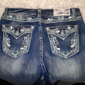 GRACE in LA Women's Size 30 Boot Cut Paisley Embellished Jeans